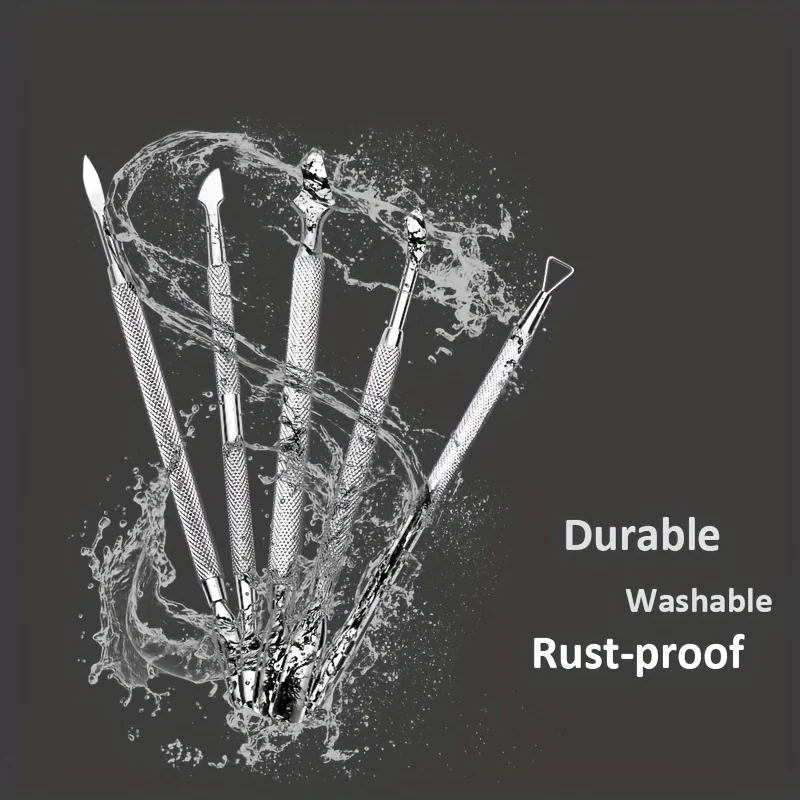 Professional High-light Nail Pusher Double-ended Stainless Steel Dead Skin Push Remover For Pedicure Manicure Nail Art Cleaner C image 5