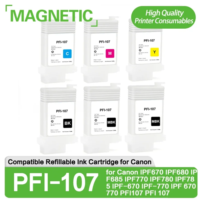 

PFI-107 Refillable Ink Cartridge for Canon IPF670 IPF680 IPF685 IPF770 IPF780 IPF785 IPF-670 IPF-770 IPF 670 770 PFI107 PFI 107