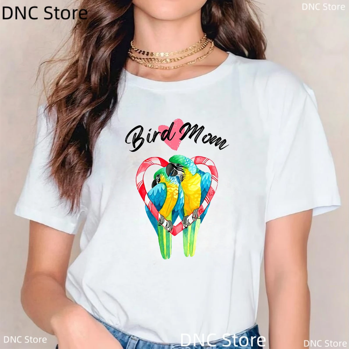 

Crazy Bird MoM Pattern Print T-Shirt Women Funny Bird Animals Tshirt Fashion Harajuku Women'S Short Sleeved Summer Shirt Tops