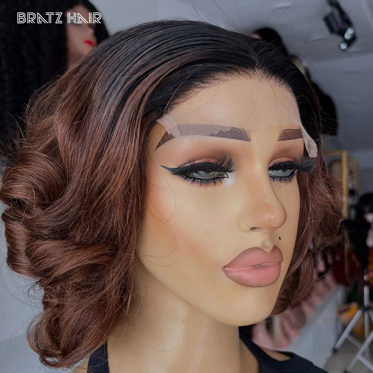 

Glueless Wig Ombre Brown Loose Bouncy Curl Wig Human Hair 13x4 13x6 360 HD Lace Front Wigs for Woman Pre Plucked 4x4 Closure Wig
