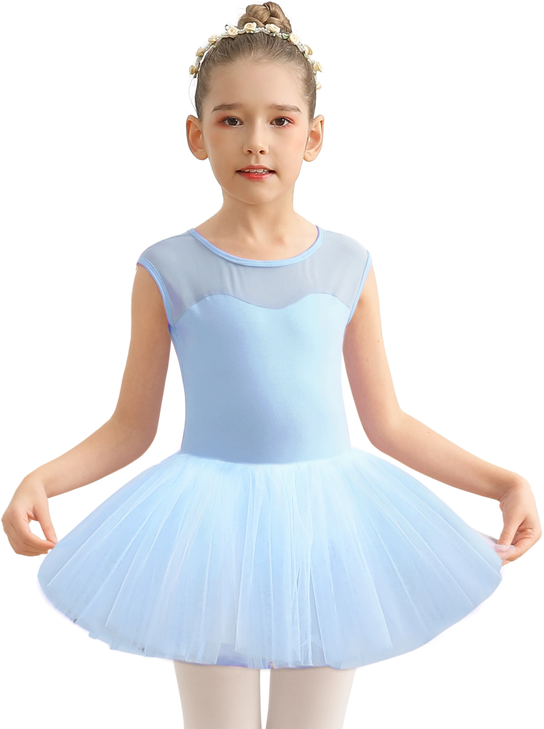 Ballet Lace Cap Sleeve Leotard Tank with Tutu Skirt for Dance Gymnastics (Toddler/Little Girl/Big Girl)