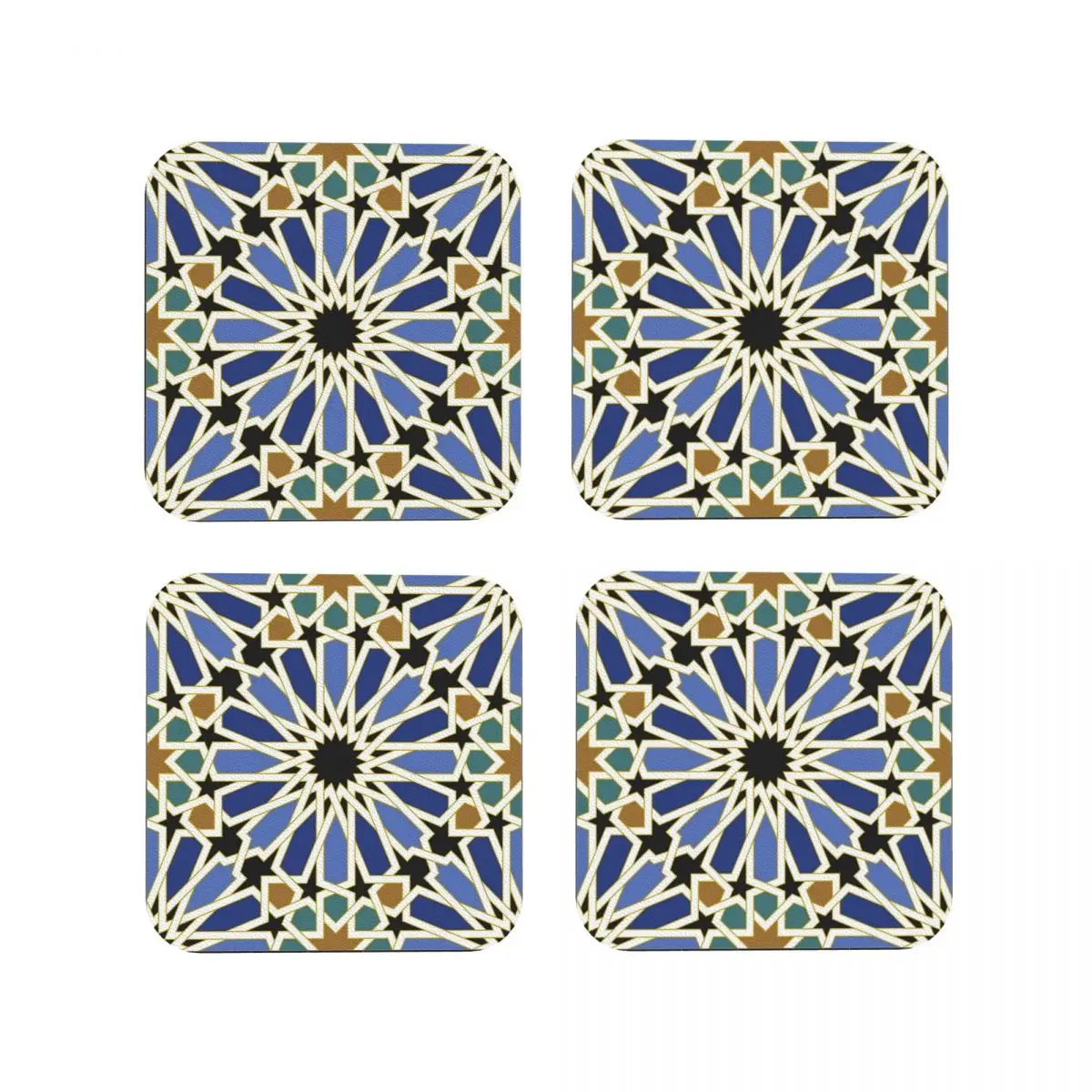 Arabic Tile I Coasters Kitchen Placemats Waterproof Insulation Cup Coffee Mats For Decor Home Tableware Pads Set of 4