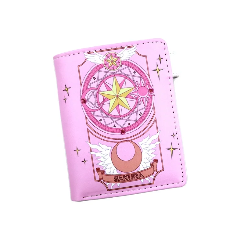 Anime Card Captor SAKURA Short PU Leather Wallet Cute Purse with Coin Pocket for Girls Boys Gift