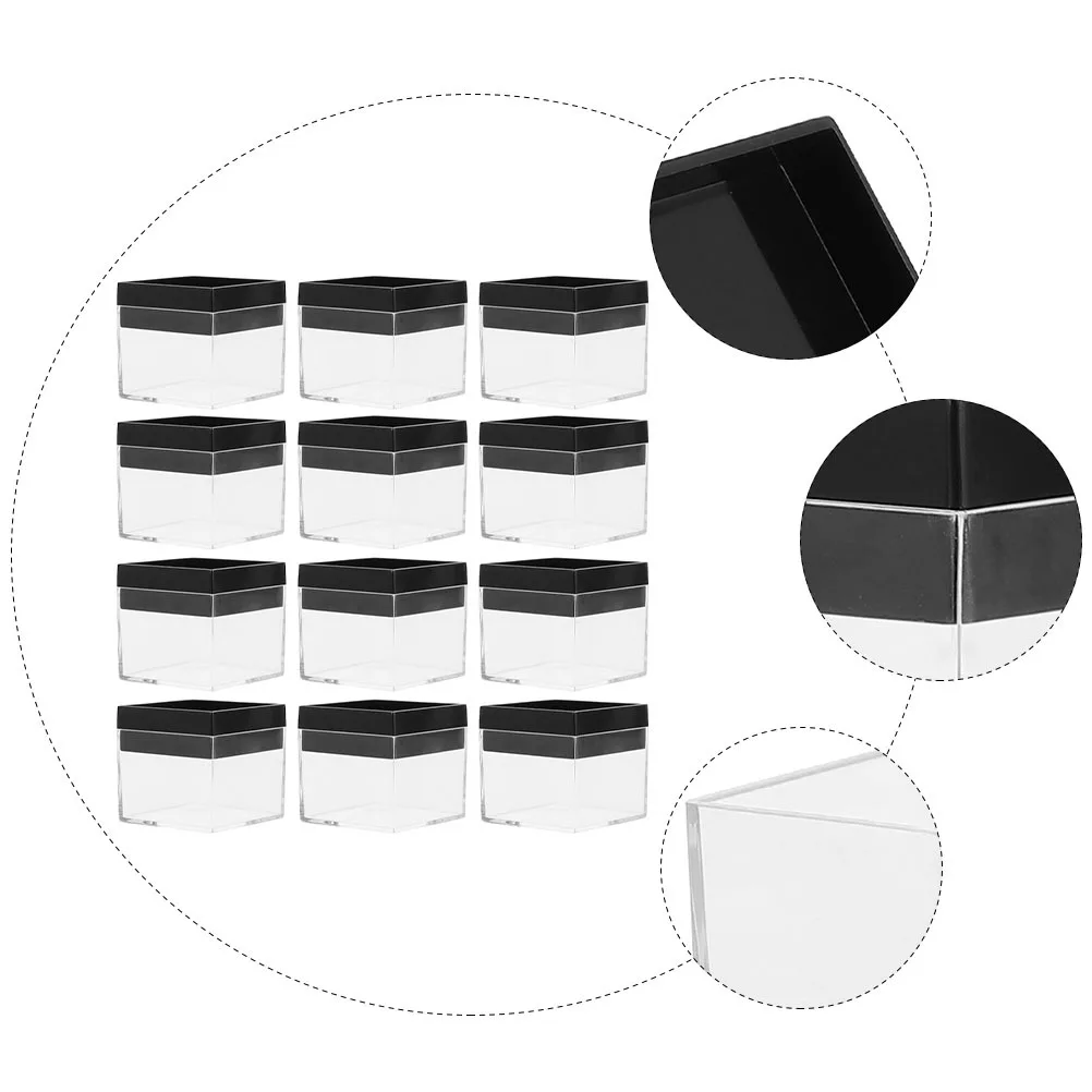 

12Pcs Durable Plastic Square Box Smooth Touch Texture Clear Display Case for Specimens and Small Objects Mineral Display Box