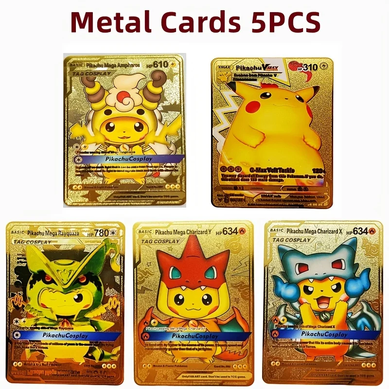 Tarjeta Metálica Pokémon de 10000 Puntos, Arceus, Charizard, Super Card Dorada, Mewtwo Vmax GX EX, Tarjetas Coleccionables de Anime, Regalo