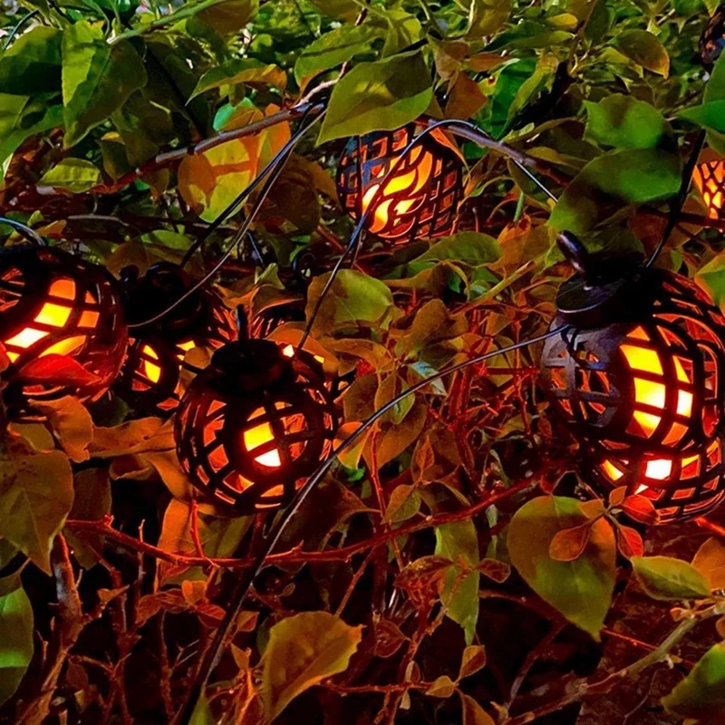 Solar Flame Ball Lamp Outdoor Solar String Lights Waterproof Hanging Lantern Garden Yard Decoration Lamp Patio Light