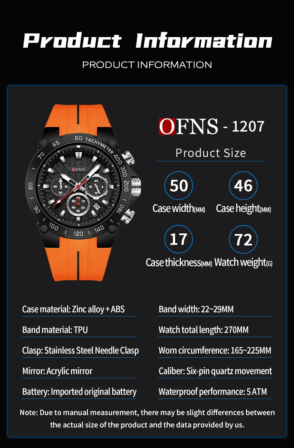 OFNS جديد 1207 ساعة كوارتز رجالية فاخرة ستة دبوس متعددة الوظائف كرونوغراف التقويم مقاوم للماء ساعة إضاءة ليلية 2025