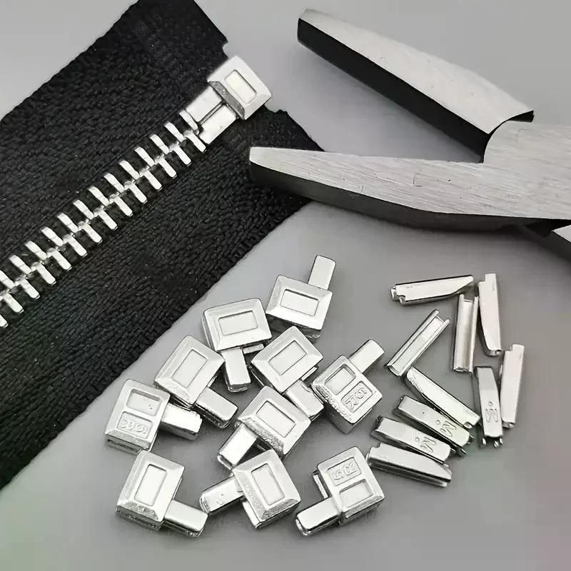 /PFU/10 Set Non-Slip Stopper Metal Zipper Closure Head Zip End Lock Clothes Zippers Bottom Socket Repair Kit Accessories