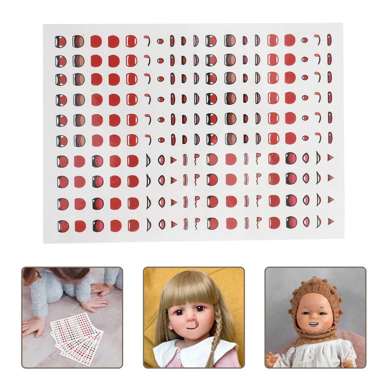 

4 Sheets Creative Cartoon Mouth Labels Reusable Self Adhesive Stickers for DIY Art Projects Expressions Scrapbooking Customizing