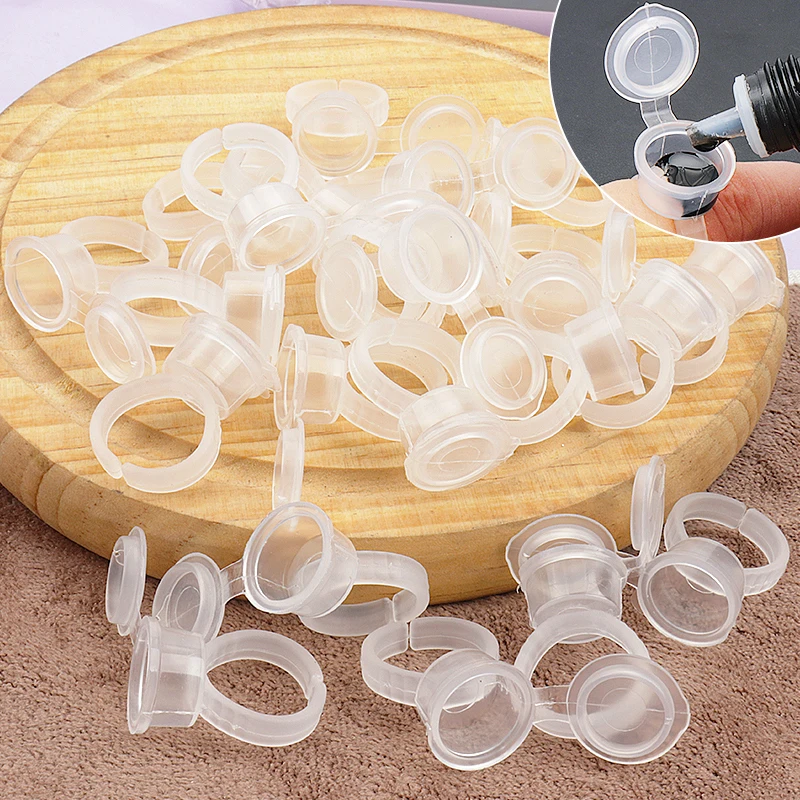 50Pcs Disposable Tattoo Ink Ring Cup Grafting False Lash Glue Ring Pigment Cup Eyelash Extension Supplie Makeup Tool Accessories