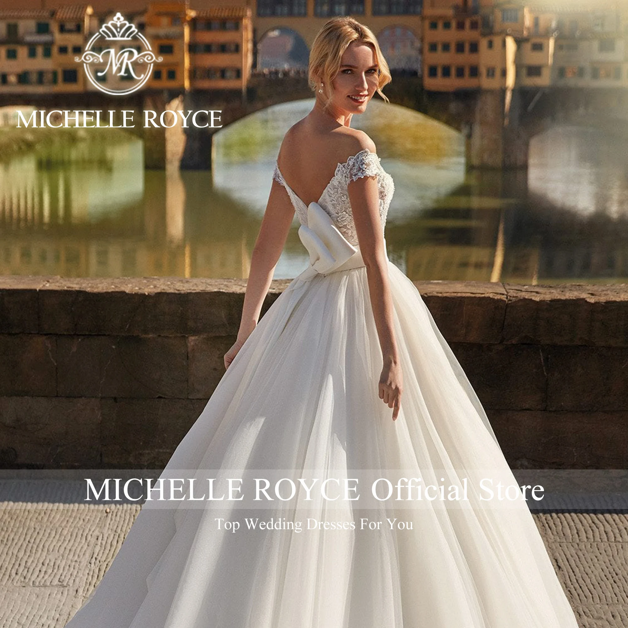 Michelle Royce-vestido De Novia con hombros descubiertos, traje De boda con apliques De corazón, lazo De Organza, De ensueño, 2023