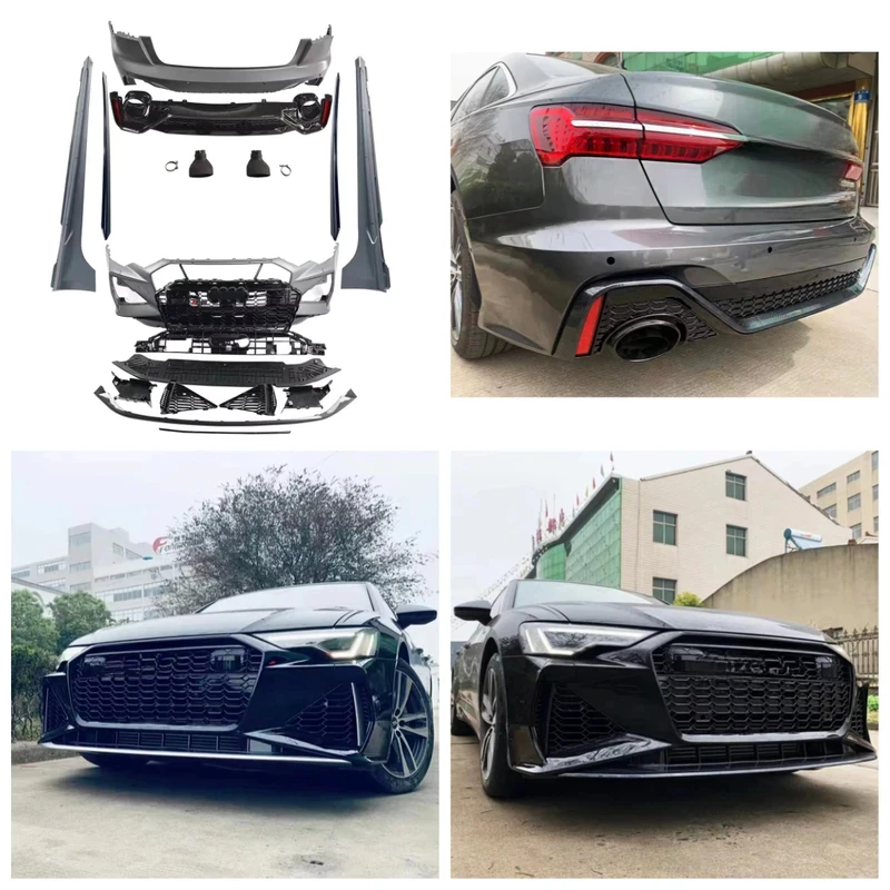Body Kit Include Front And Rear Bumper Assembly Grille Side Skirt For A6 C8 2019-2022 Upgrade To RS6 Model PP Bodykit
