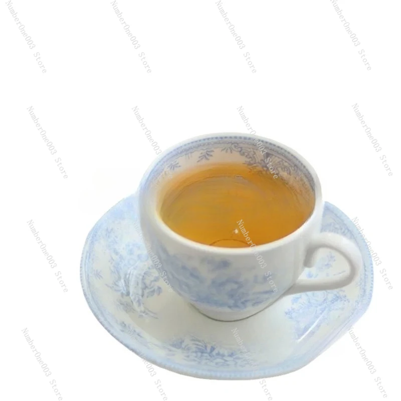 

Retro Blue Peony Afternoon Tea Cup And Saucer Ceramic Set, Pastoral Coffee Milk Cup And Saucer Simple Ornament