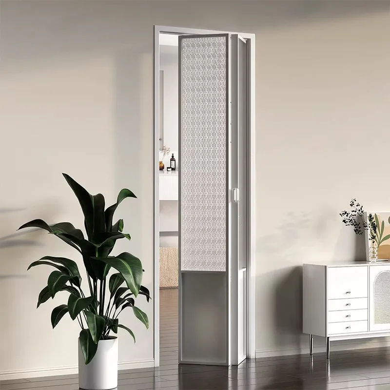 Toilet folding door Toilet sliding balcony door Toilet folding door Aluminum alloy door without lower rail Kitchen very narrow