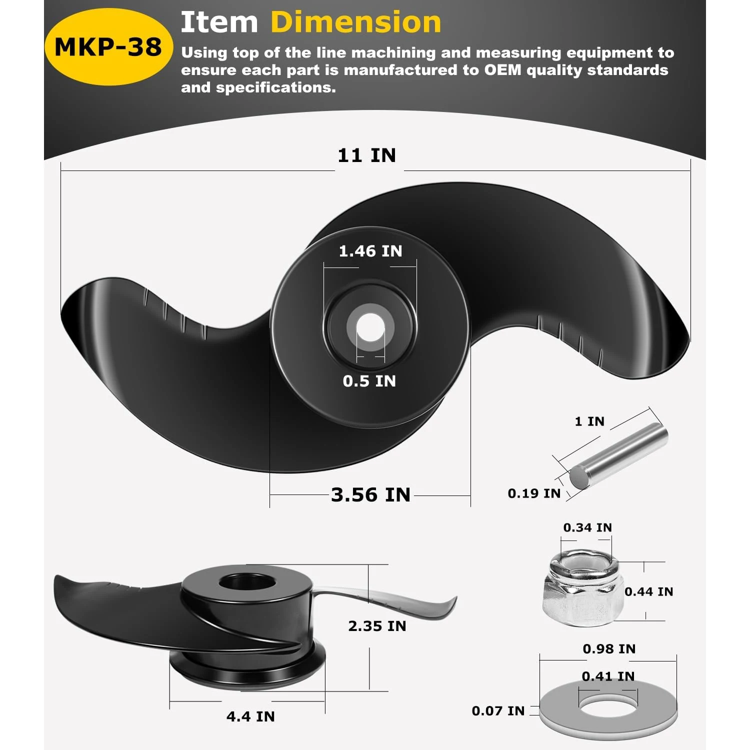 Replaces 1865023 1378160,MKP-38 Boat Trolling Motor Propeller for Minn Kota - Weedless Wedge 2 Prop Fits 4-1/2