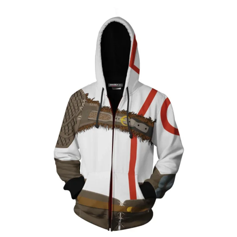 

God of War Hoodie Ghost of Sparta Kratos Men's Casual Hoodies Sweatshirts 3D Print Hooded Zipper Coat Thin Outfit Tops