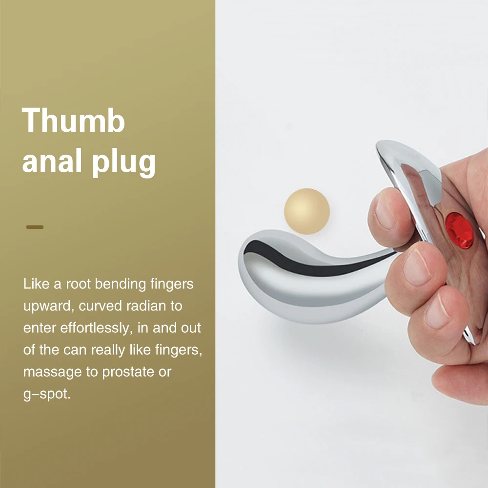 1Pcs, Metal thumb anal plug three sizes, jewel base design outdoor anal plug, outdoor dildos, adult sex toys