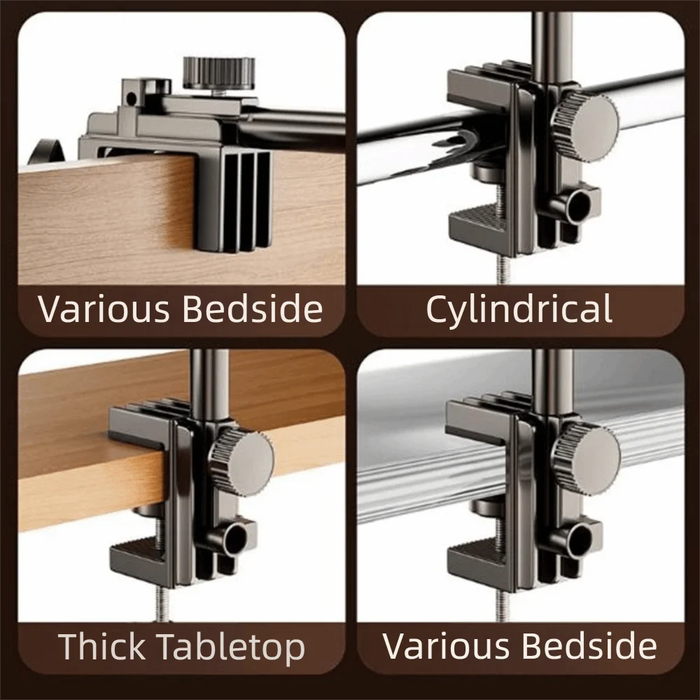 Suporte para tablet de telefone em aço carbono 360 °   Suporte giratório ajustável para montagem em tablet com braço de metal dobrável