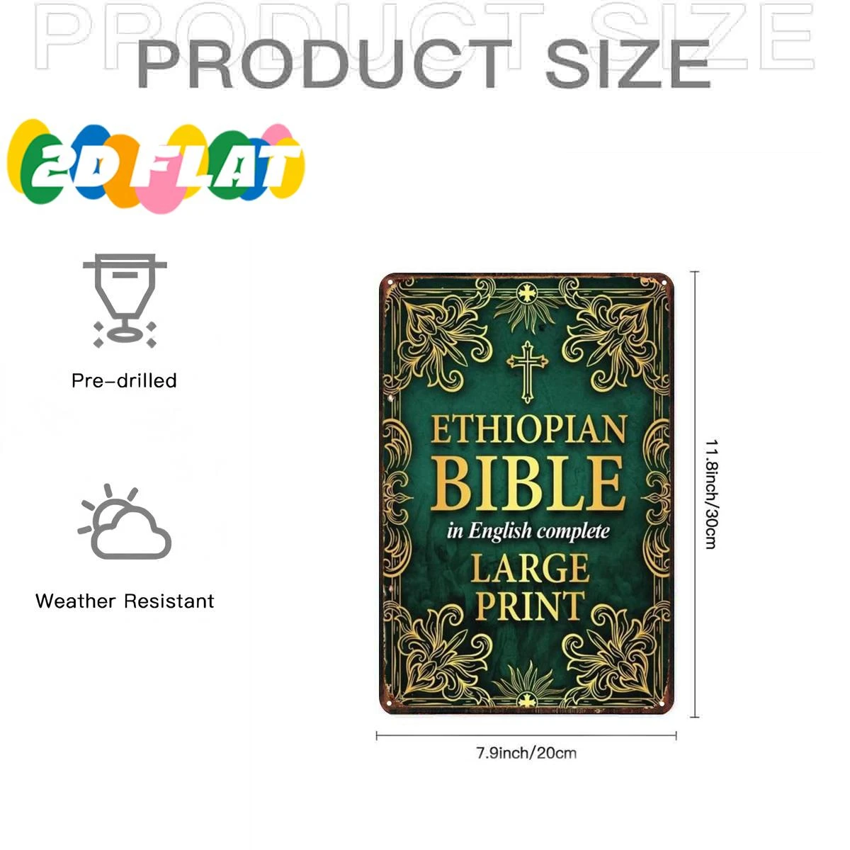 2D Flat Single Piece, Full English Version of the Ethiopian Bible: Large Font Version, Metal Iron Plaque, Size (8