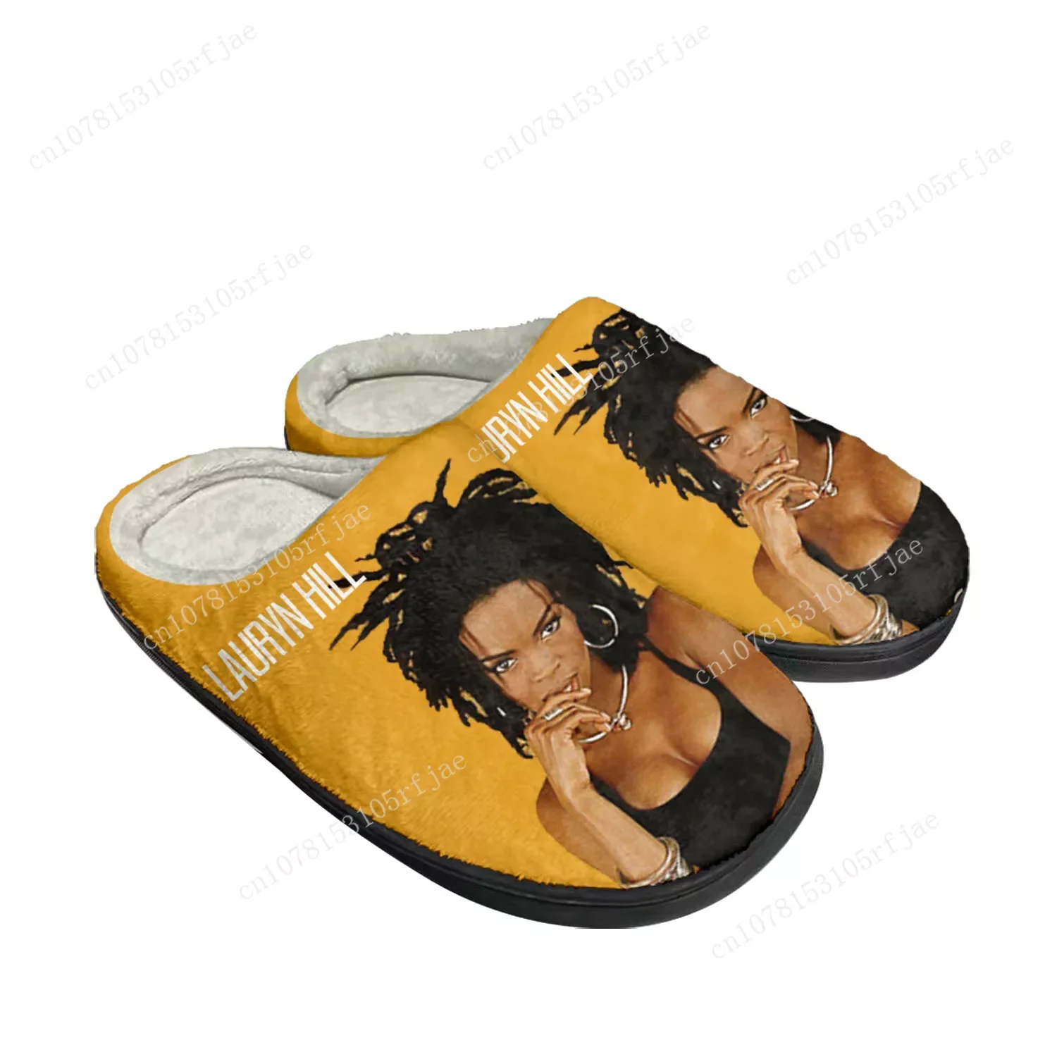 

Lauryn Hill Rapper Pop Home Cotton Custom Slippers Mens Womens Sandals Plush Bedroom Casual Keep Warm Shoe Thermal Slipper Black