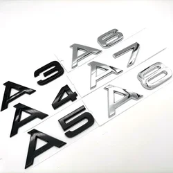 3D ABS Chrome Black Rear Trunk Emblem Badge Sticker Decals For Audi A1 A3 A4 A5 A6 A7 A8 Q2 Q3 Q5 Q7 Q8 TT Car Accessories