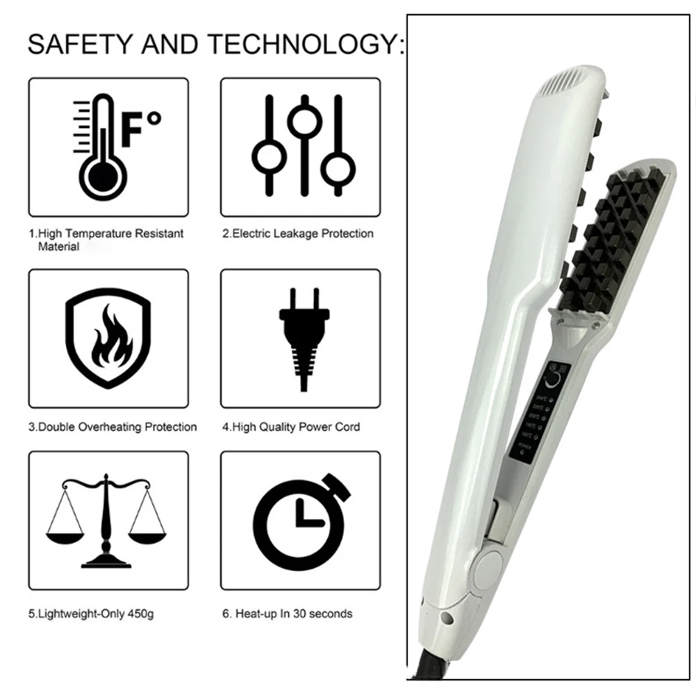 مكواة فرد الشعر الكهربائية بيضاء ذات الاستخدام المزدوج مكواة مسطحة لأنماط مجعدة مستقيمة في صالونات التجميل أداة تصفيف الشعر