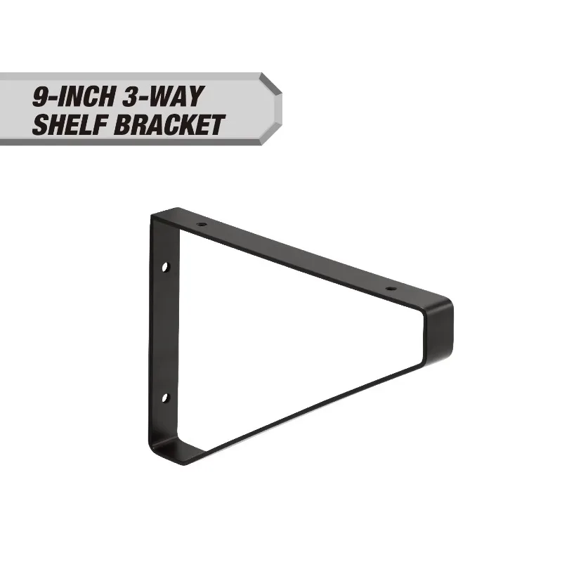 9" X 6.5" 3-Way Shelf Bracket, Black