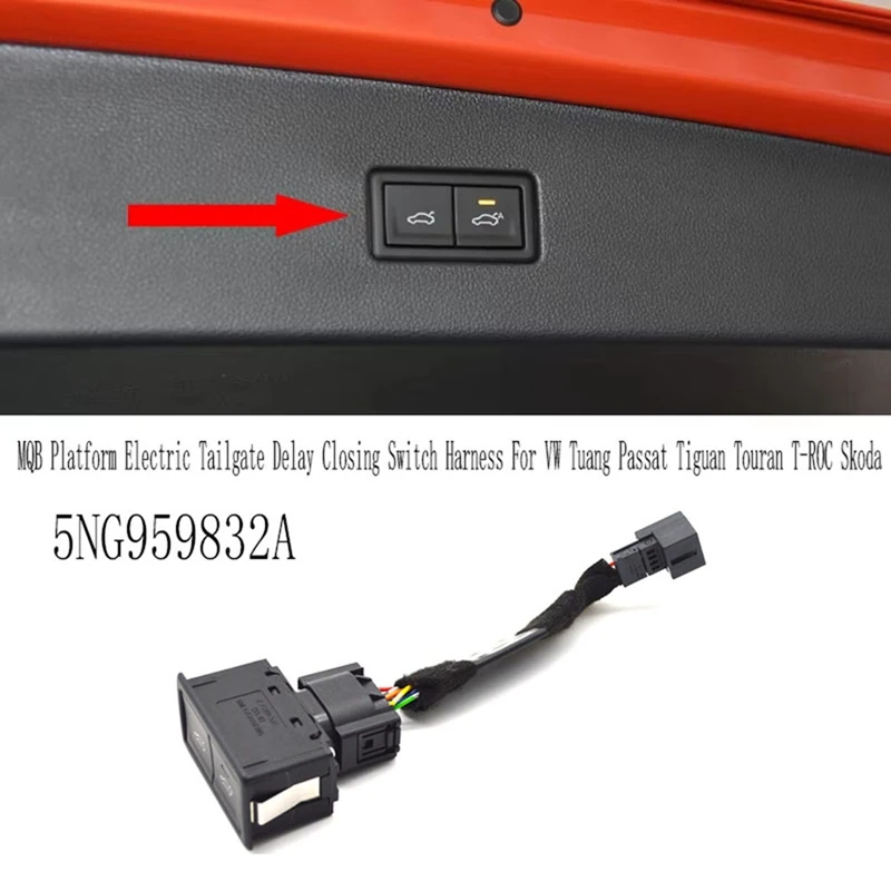 5NG 959832 Arnés de interruptor de cierre de retardo de puerta trasera eléctrica con plataforma MQB para VW Tuang Passat Tiguan Touran T-ROC Skoda