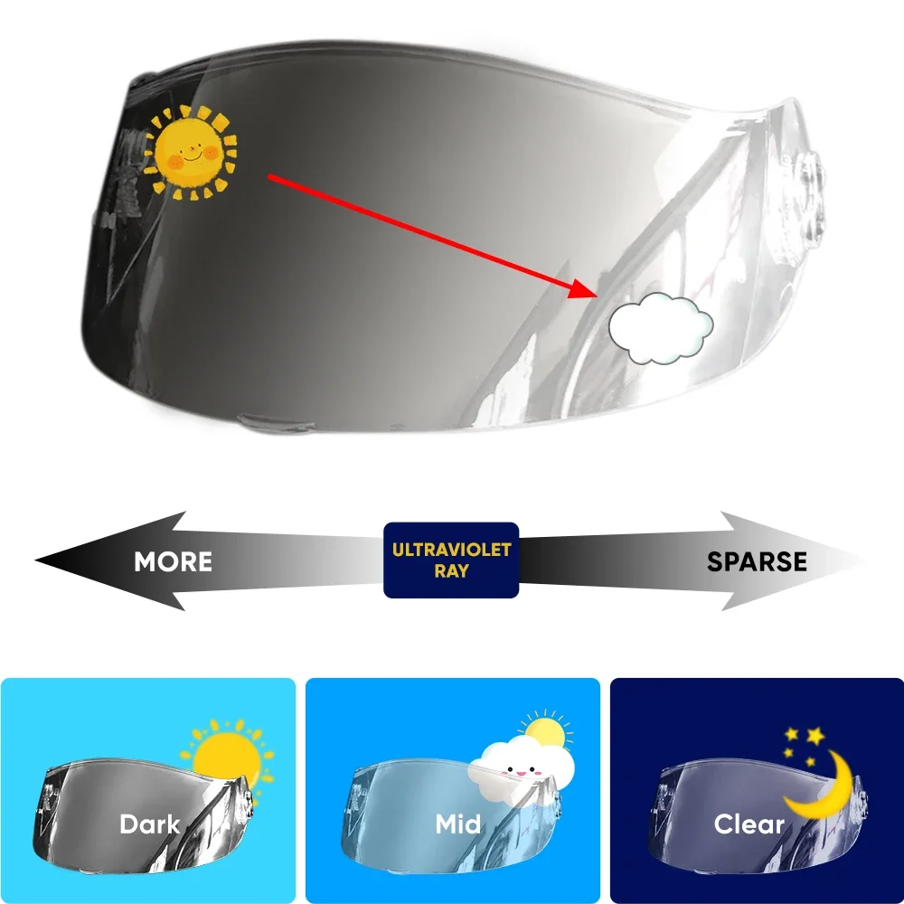 

Photochromic Helmet Visor For Nolan X-lite X-803 X803RS UCX802 X-702 X661 Helmet Visor goggles hromic Automatically Darkens Lens