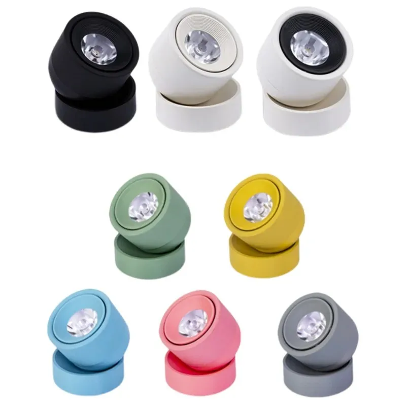 LED Dimmable Ceiling Spotlights Macaron 8 Colors 7w9W12W15W LED Downlights COB Surface Mount Can Rotate Angle for Home and Decor