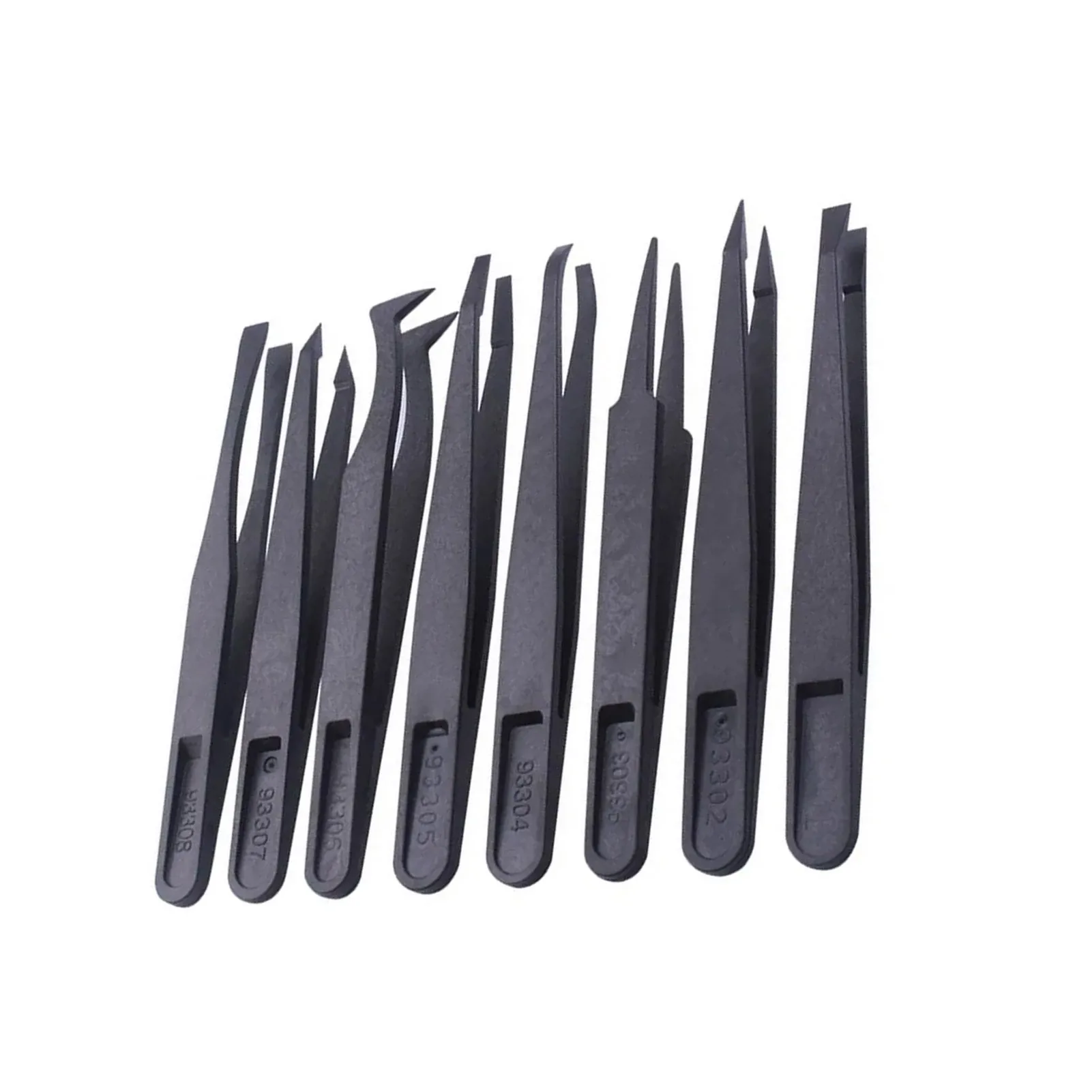8pcs Carbon Fiber Tweezers Set Antistatic Precision Tools for Model Kits Water Decals Small Parts Handling Durable Hobbyist