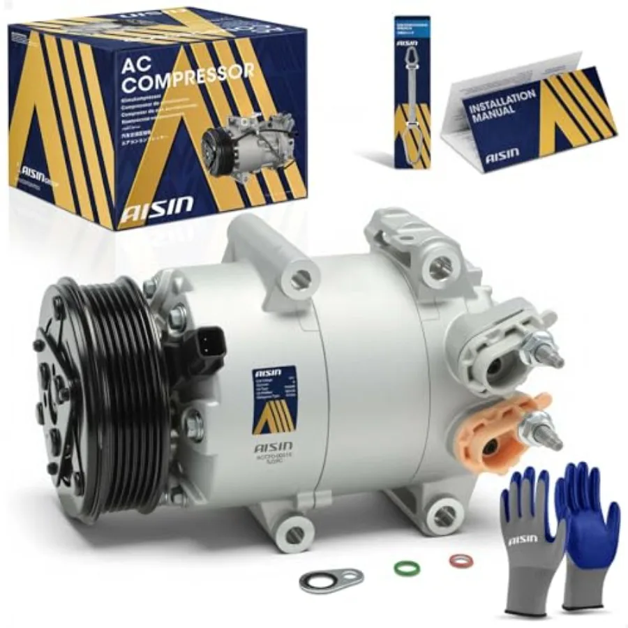 

Aftermarket AC Compressor for Ford Fiesta 20142019 1.6L Aluminum Housing, Black Finish, 6-Groove Pulley with Clutch for Reliabl