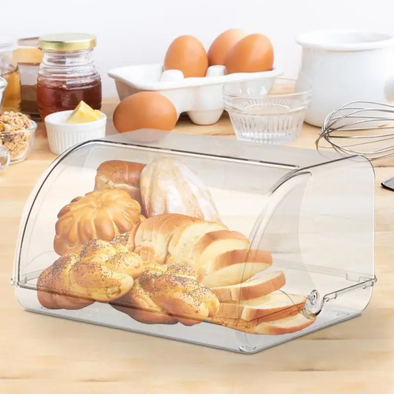 Bread Bin Food Organizer With Lid Cosmetic Display Case Desktop Storage Box For Homemade Bread Bakery Loaf