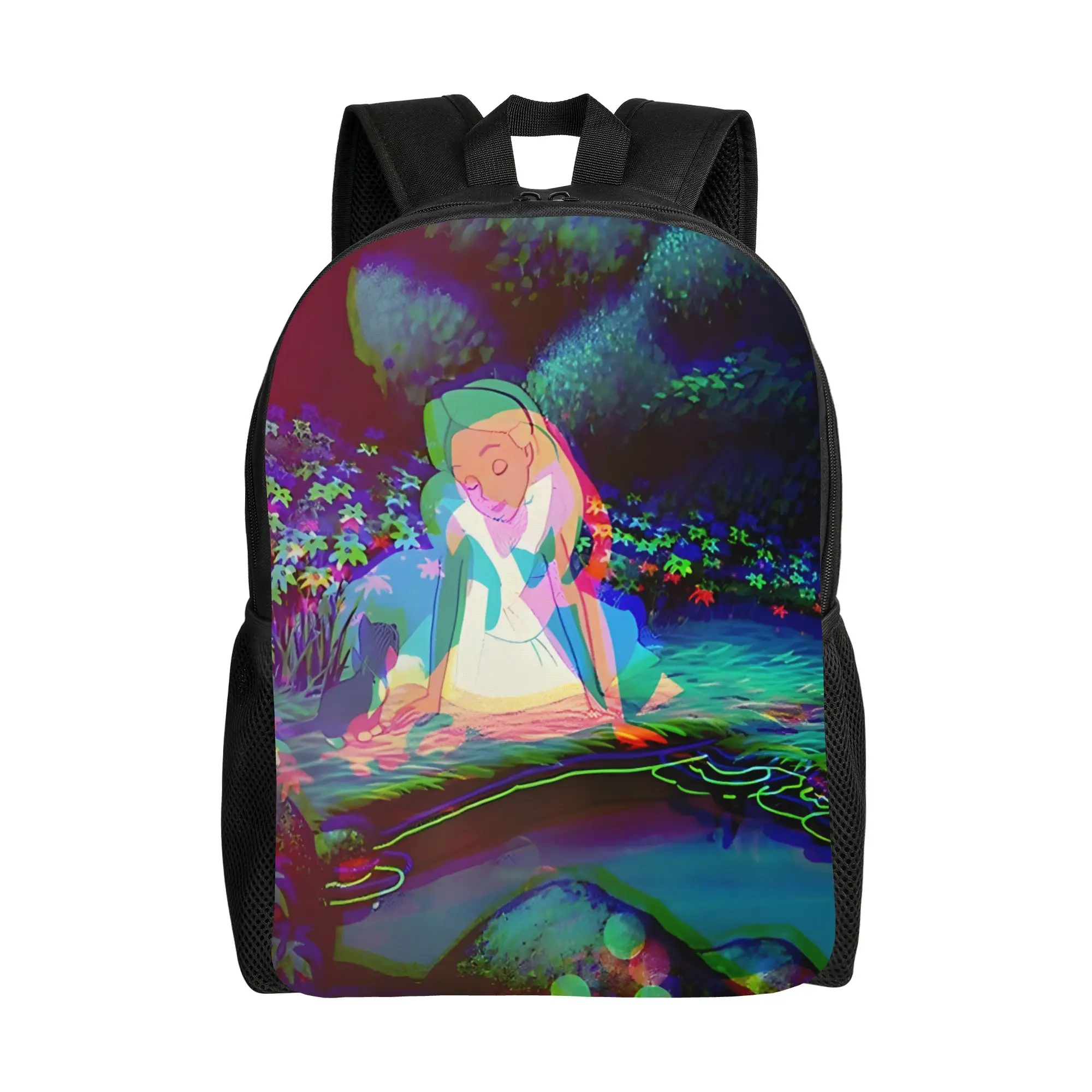 

Back to school season Alice In Wonderland Trippy Backpack Walt Cartoon Couple Harajuku Design Backpack