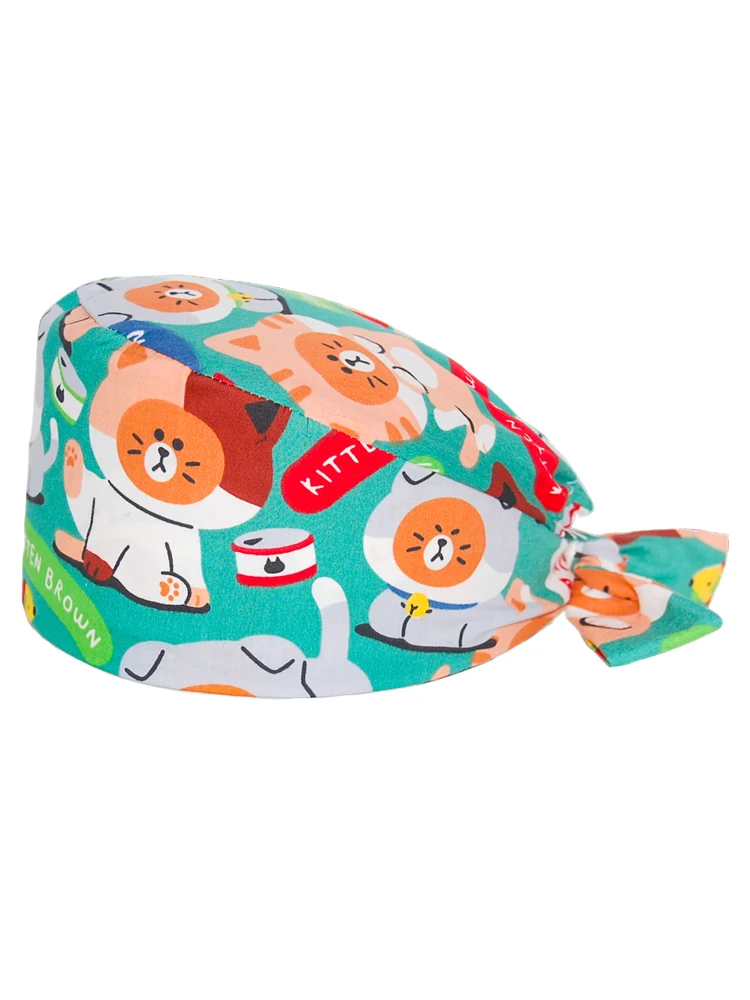 유니섹스 스크럽 캡 100% 면 조절 가능 통기성 스타일리쉬 의료용 모자 (간호사, 의료진, 수술실 수술용)