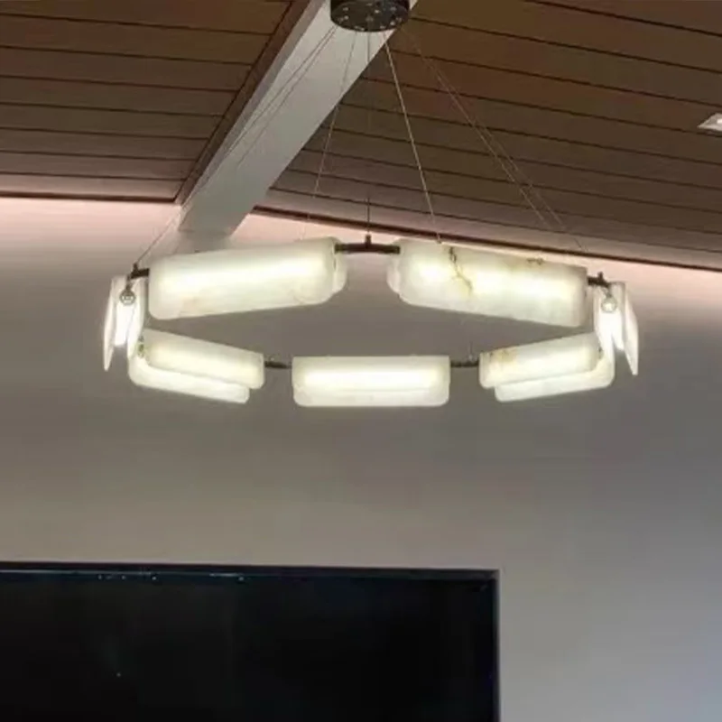 

Italian Design Spanish Snowflake Marble Lamp Round Square Copper Lustre 3 Color Dimmable Lighting Restaurant Ceilings