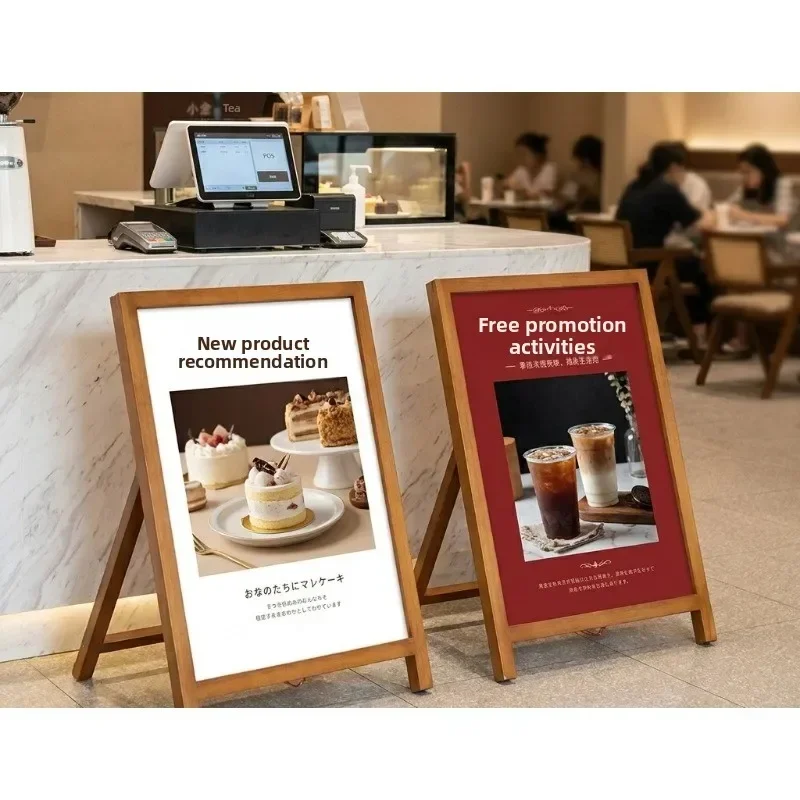Drawing Board Display Stand Vertical Floor-to-ceiling Wooden Advertising Poster Display Shelf Billboard Display Board
