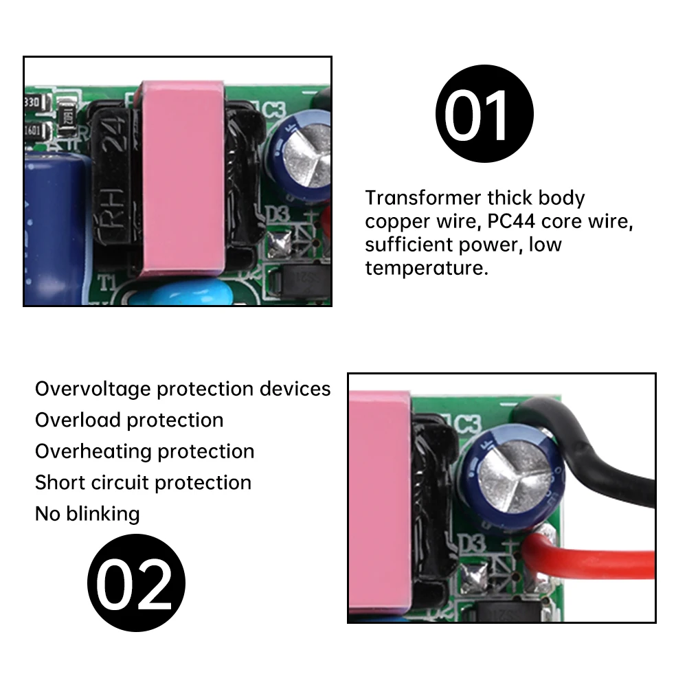 LED 12V 0.5A 6W แรงดันไฟฟ้าคงที่แหล่งจ่ายไฟห้องน้ํากระจกด้านหน้า Strip Driver Power Supply