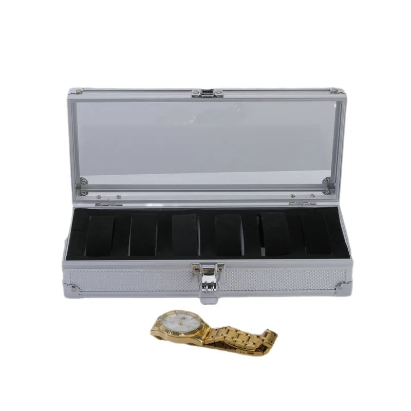 アクリル時計ディスプレイボックス,6ポジション,アルミニウム合金,製品包装,プロモーション,卸売