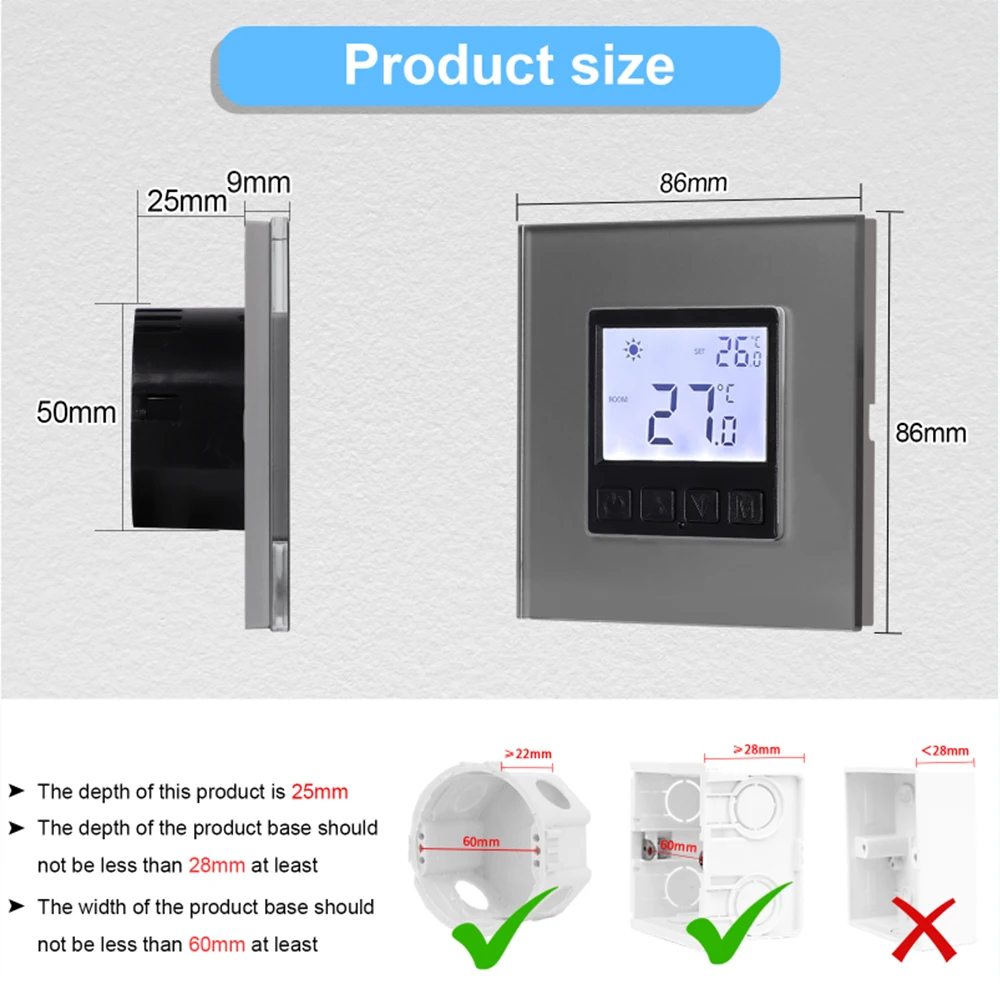 Bingoelec LCD Water Electric Floor Heating Thermostat Temperature Regulator Controller Machanical Thermostat Warm Room Universal