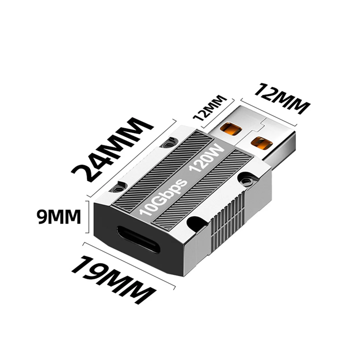 Type-cからUSBへのアダプター、急速充電コンバーター、ノートブックデータ転送、変換ヘッド、10gbps、120w