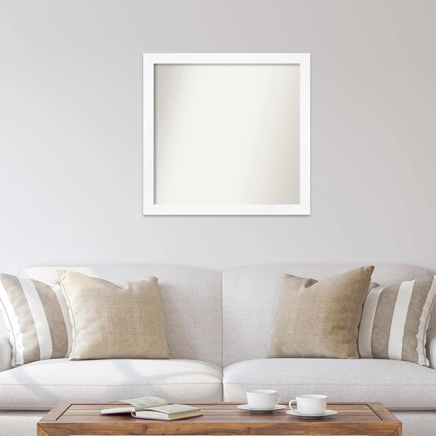 

#White Rectangle Bathroom Vanity Mirror 30x31 Large Modern Wood Frame Horizontal & Vertical Wall Mount, Customized