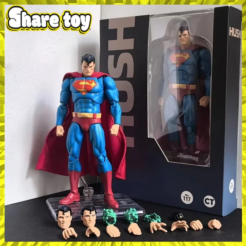 Em Estoque: Boneco de Ação Articulado DC Superman Hush Anime - Mafex 117 - Liga da Justiça - Brinquedo Colecionável