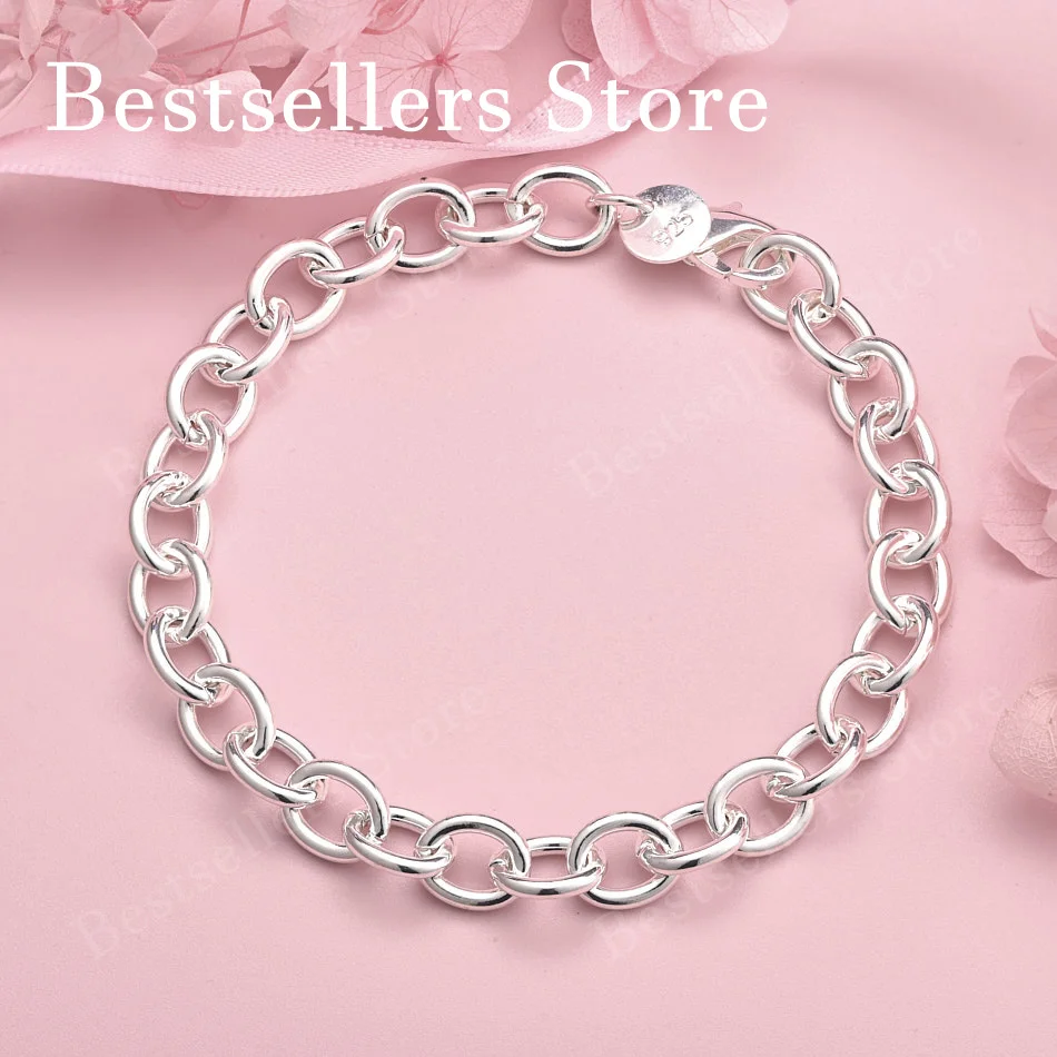 

925 sterling silver 8-inch minimalist classic bracelet, men's and women's fashion accessories, wedding party jewelry