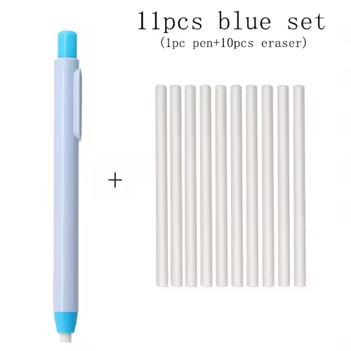 11Pcs/Set New Creative Pen Shape Press Type Pencil Eraser with Replaceable Core Sketching Painting Writing Erase Supplies - Image 7