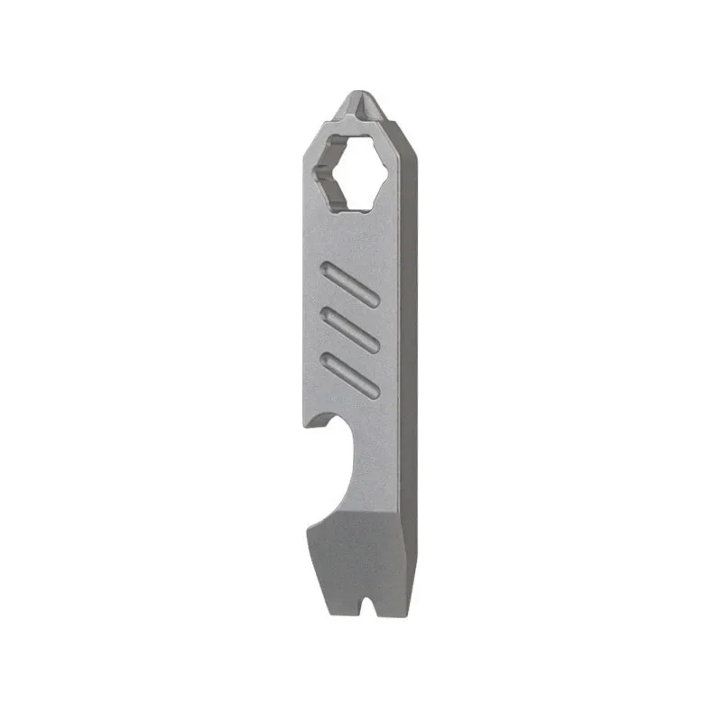 FEGVE Mini Titanium Keychain Multi Tools Pry Bar Crowbar Opener Outdoor Pocket EDC