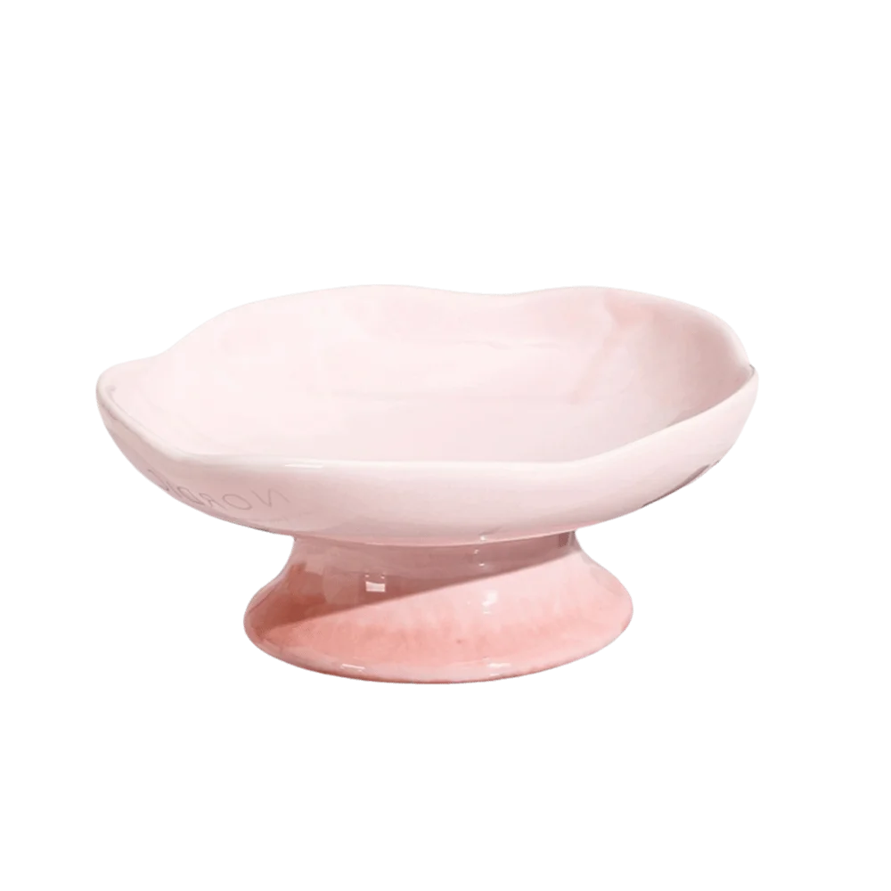 Comedero de Cerámica con Forma de Flor para Gatos, Antideslizante, Elevado, con Boca Oblicua, para Perros Pequeños