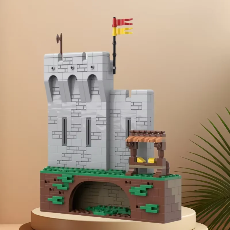 Modelo de construção de parede de castelo com estrutura medieval - MOC pequenas partículas 396 peças conjunto de construção de brinquedos de montagem - adequado para todas as enth