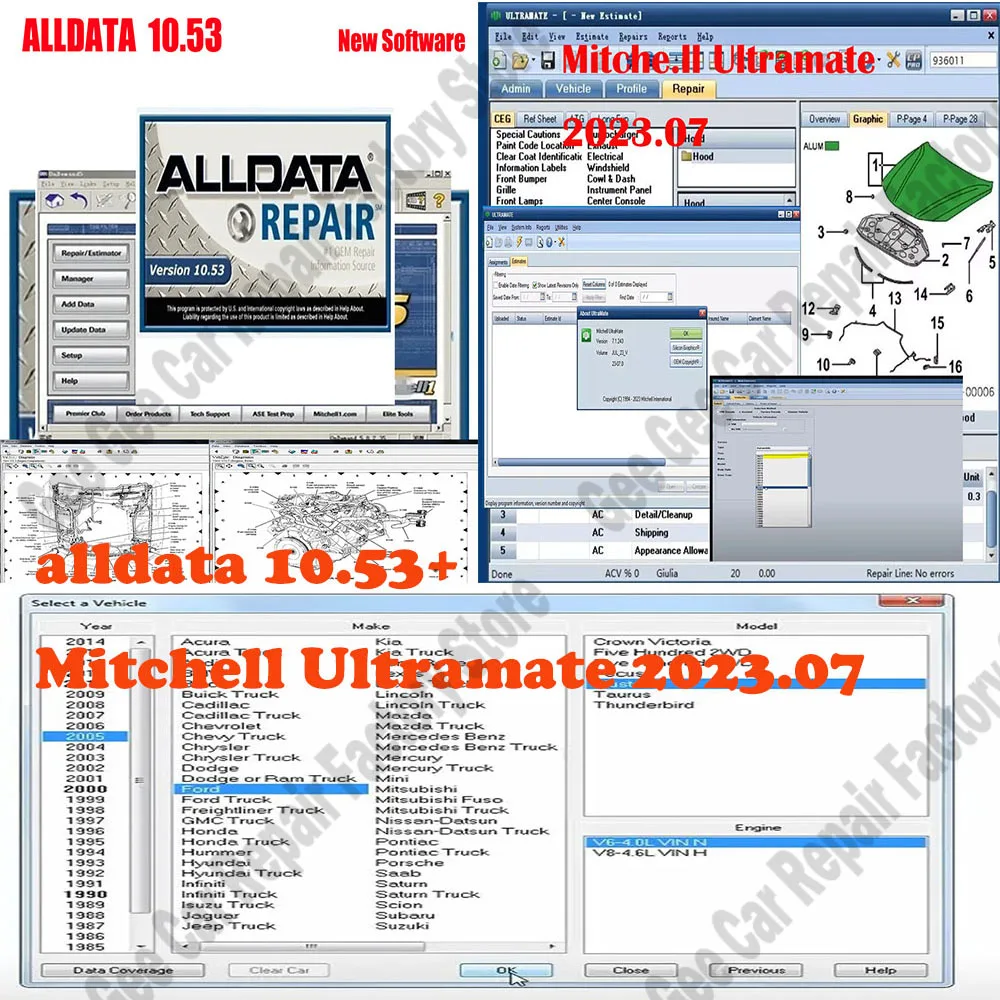 Alldata 10.53 obd2 scanner provides alldata technical support with wiring diagrams+ Mitchell Ultramate 2023.07 ESTIMATING SYSTEM