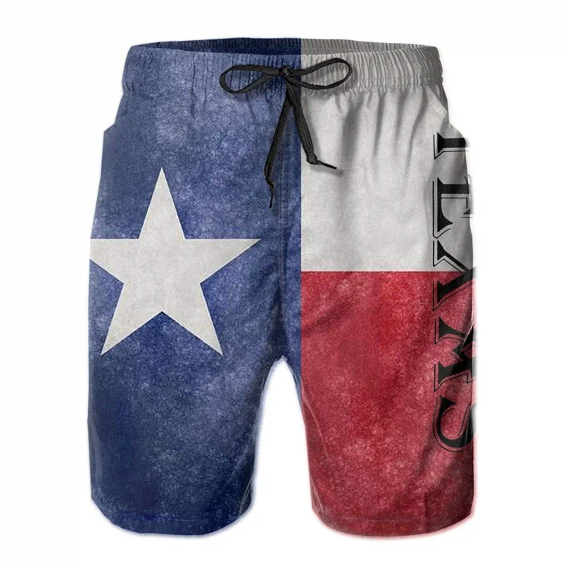 Vintage US Texas Flag Graphic Shorts Pants Pop 3D Printing Hip Hop y2k Board Shorts Summer Hawaii Swimsuit Cool Surf Swim Trunks